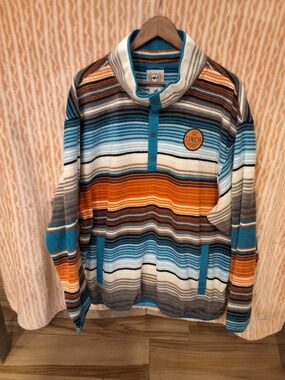 Cinch Men’s Teal & Orange Striped Pullover Sweater